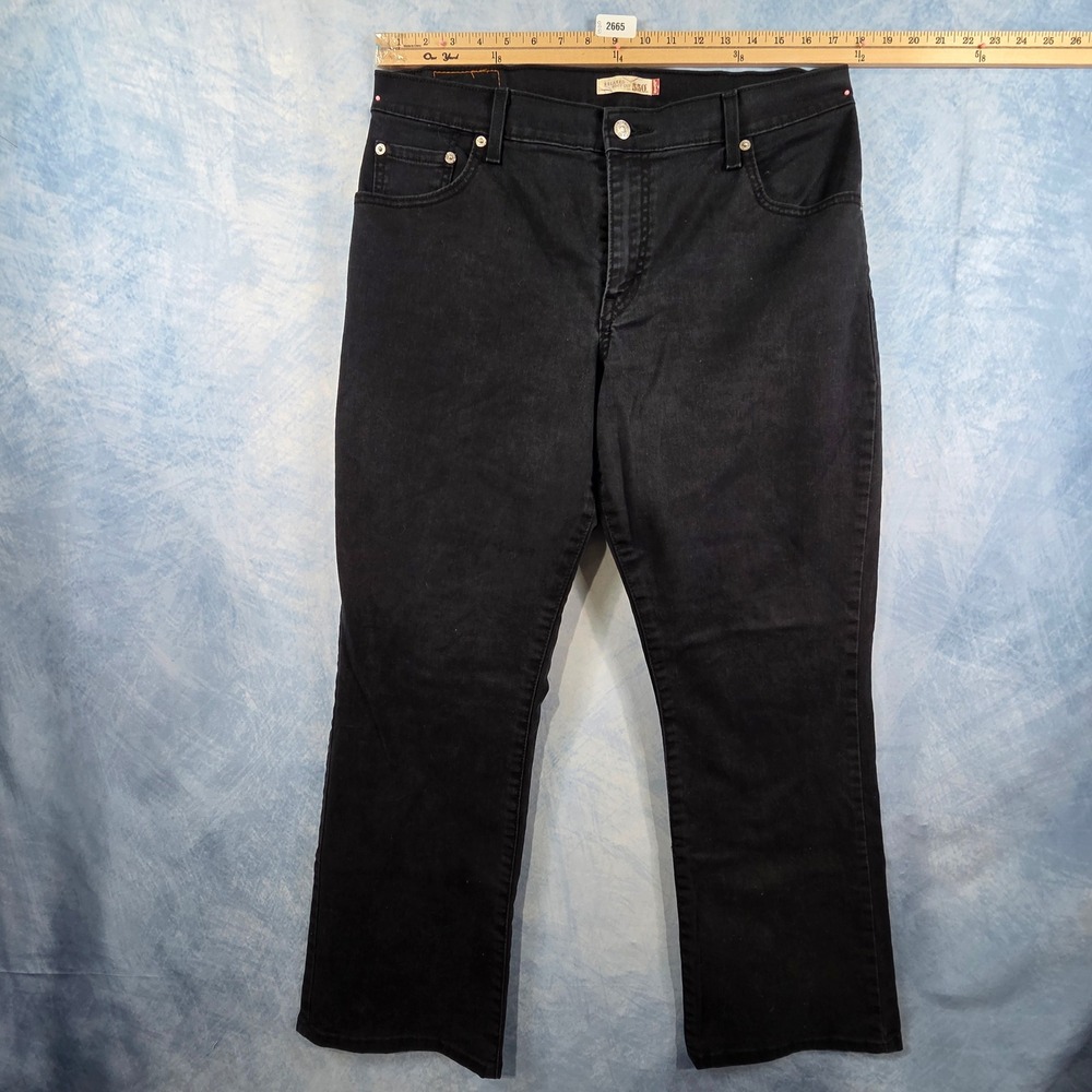 Levis‎ 550 Relaxed Boot Cut Jeans Womens 14S Black Denim Stretch Mid Rise Y2K